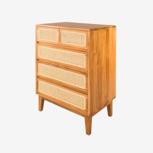 Solid Teak Wood Chest of 5 Drawers