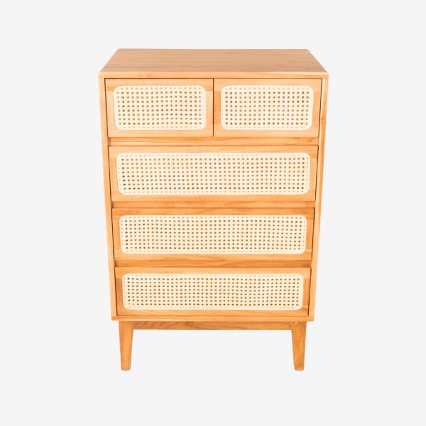 Solid Teak Wood Chest of 5 Drawers